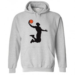 Basketball Silhouette Jump Classic Unisex Kids and Adults Pullover Hoodie								 									 									